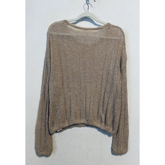 Free People Sweater Womens Small Beige Angel Pointelle Knit Slouchy Lightweight - Picture 4 of 8